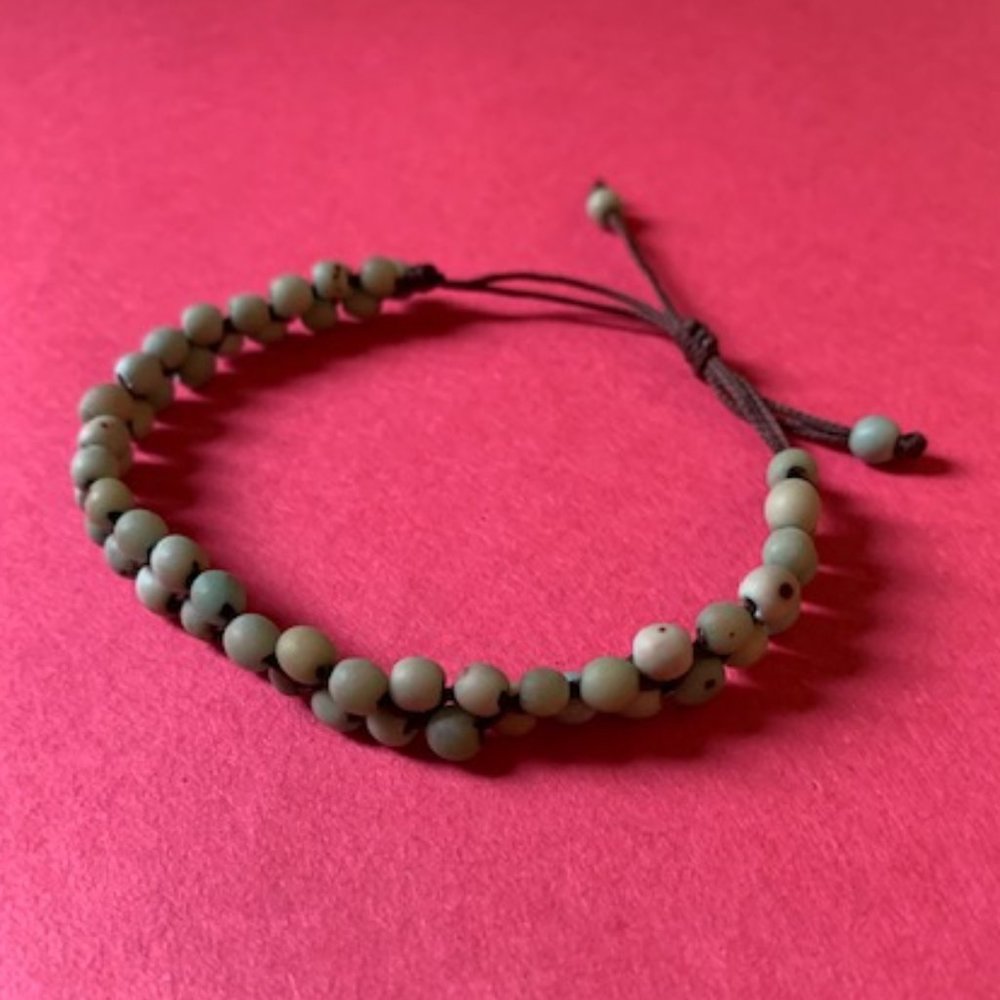 Green bead and rope slide bracelet - New